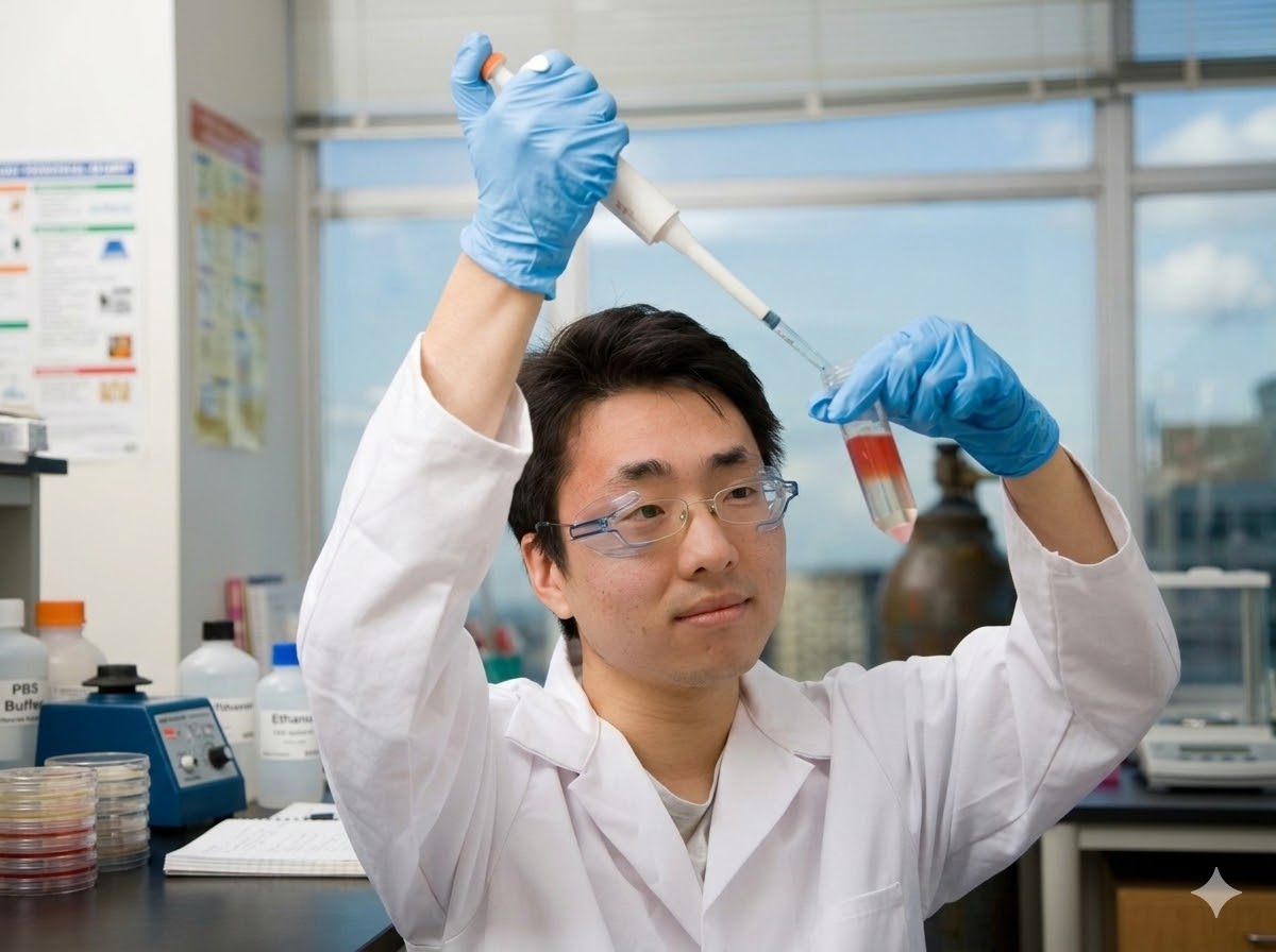 U Bin Kim in the laboratory